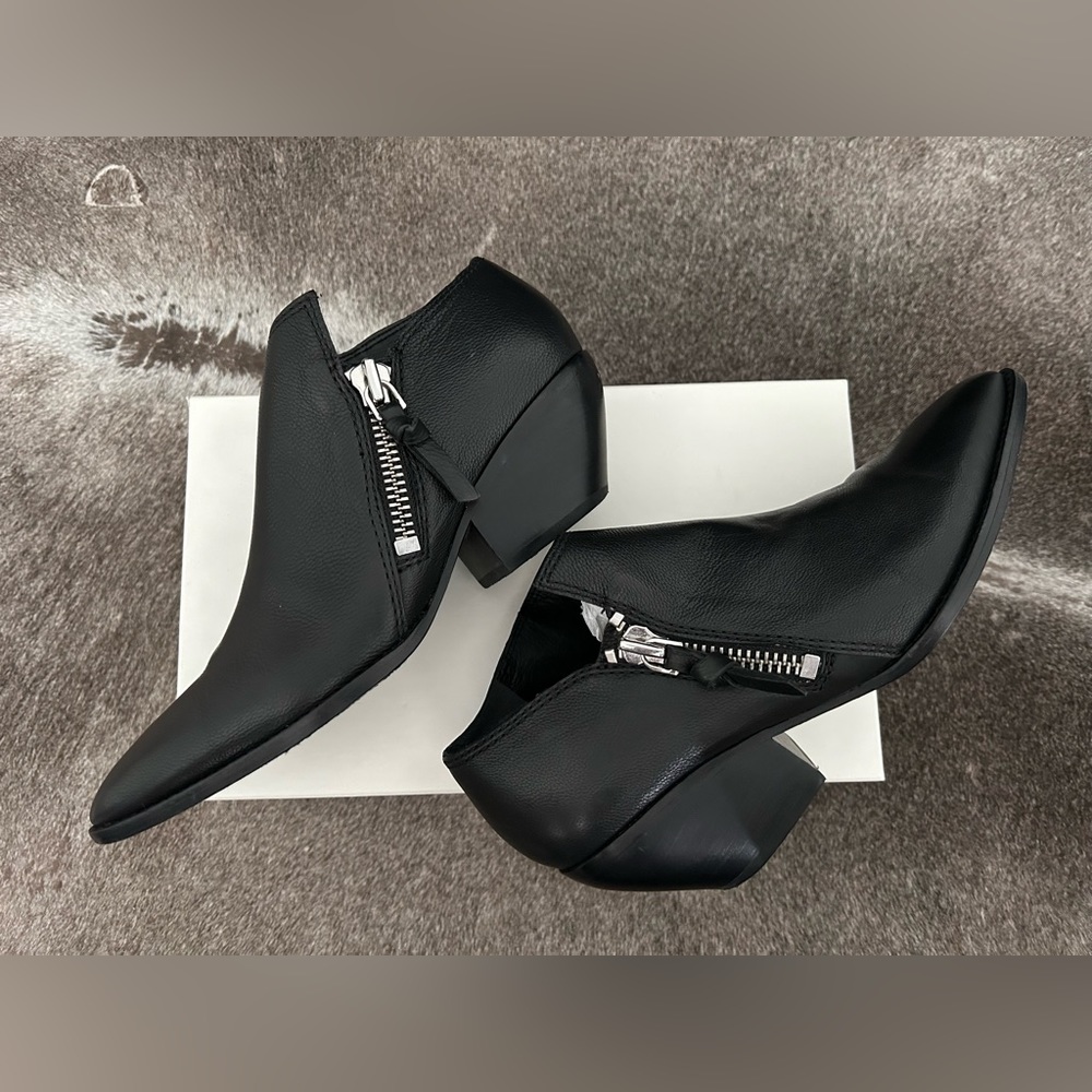 Black Sigerson Morrison black leather western bootie - 8 - worn once
